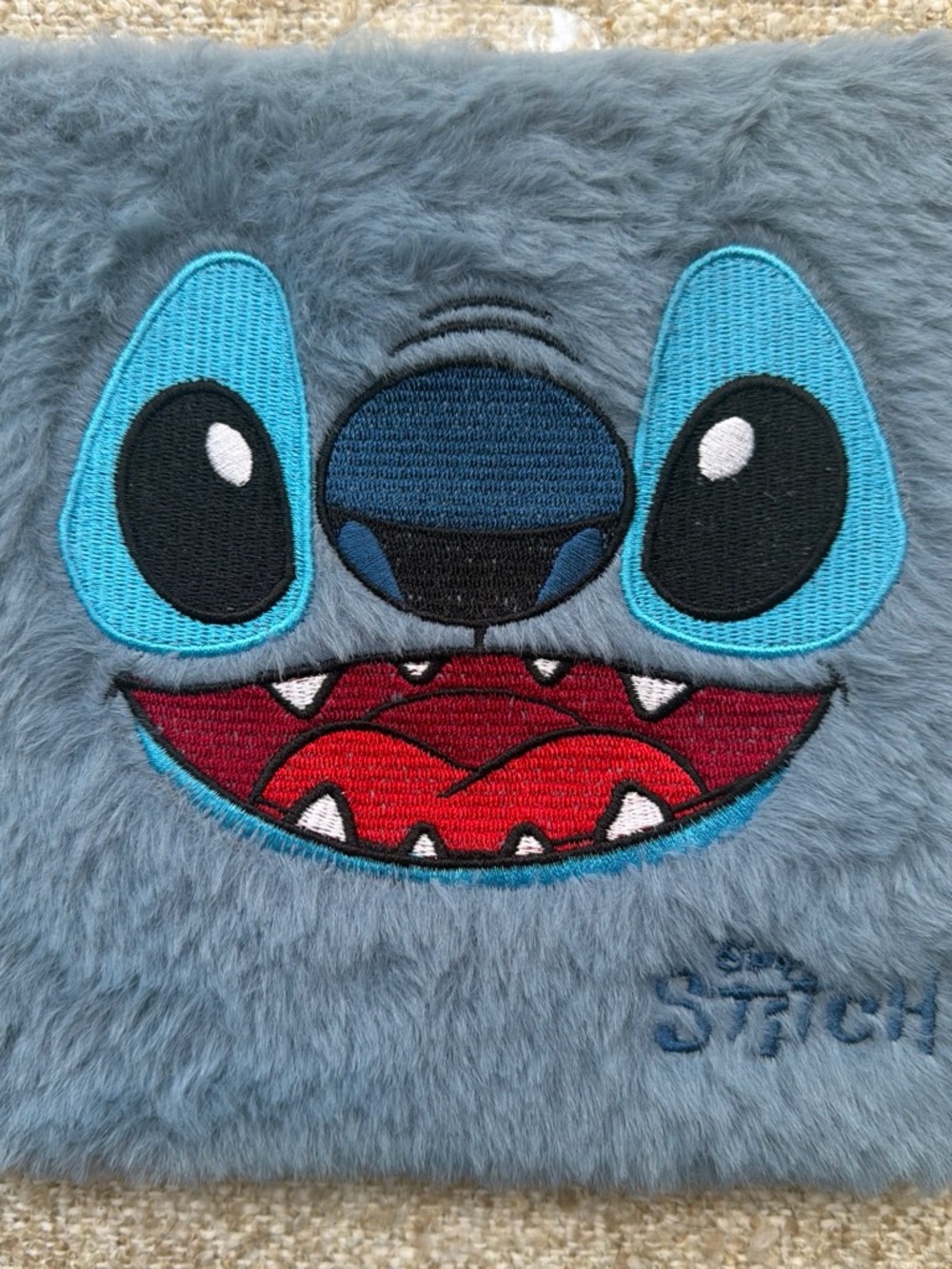Source Unknown Plush Stitch Face Pouch in Gray and Blue